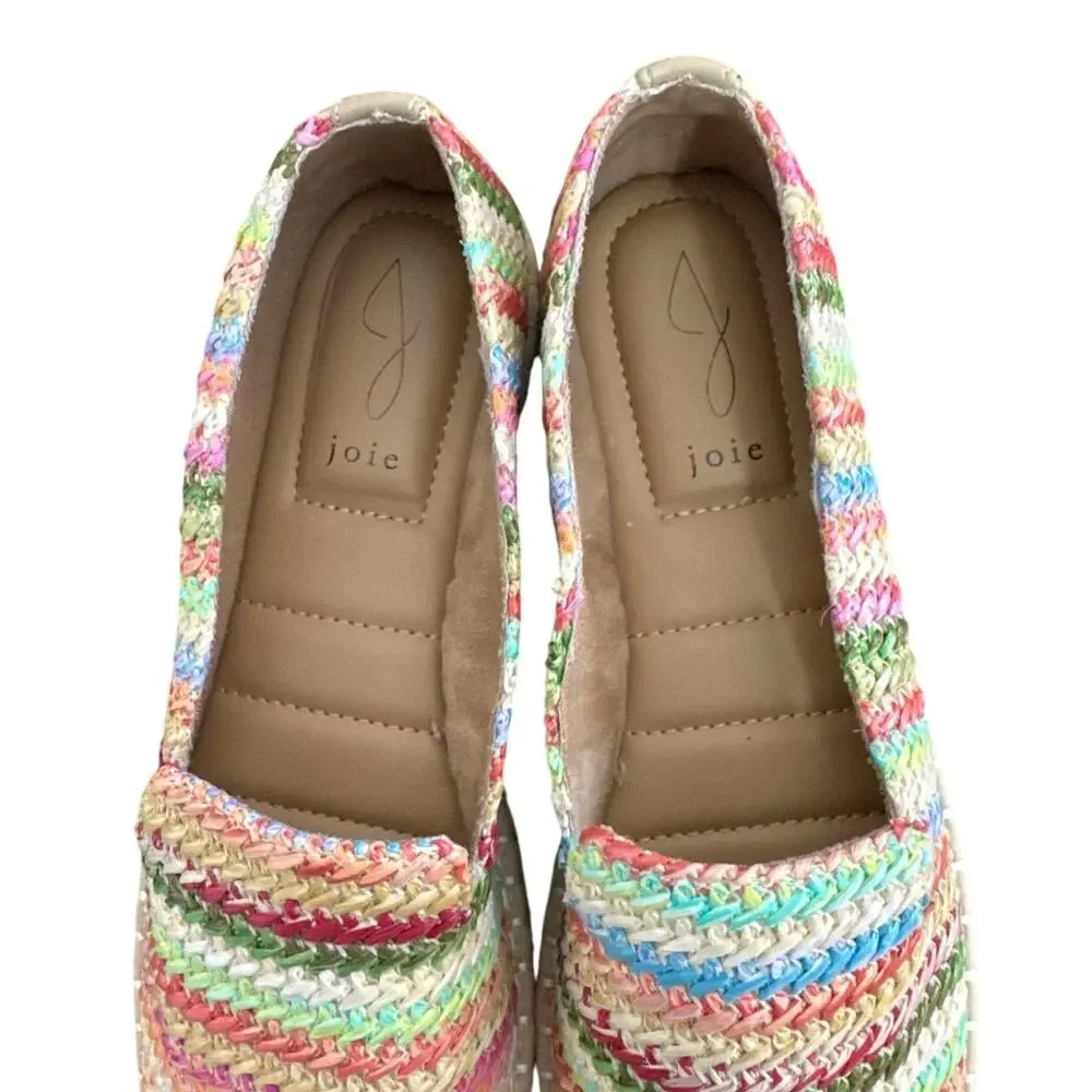 New Joie Cara Multicolored Striped Raffia Slip On Espadrilles Size 8M‎